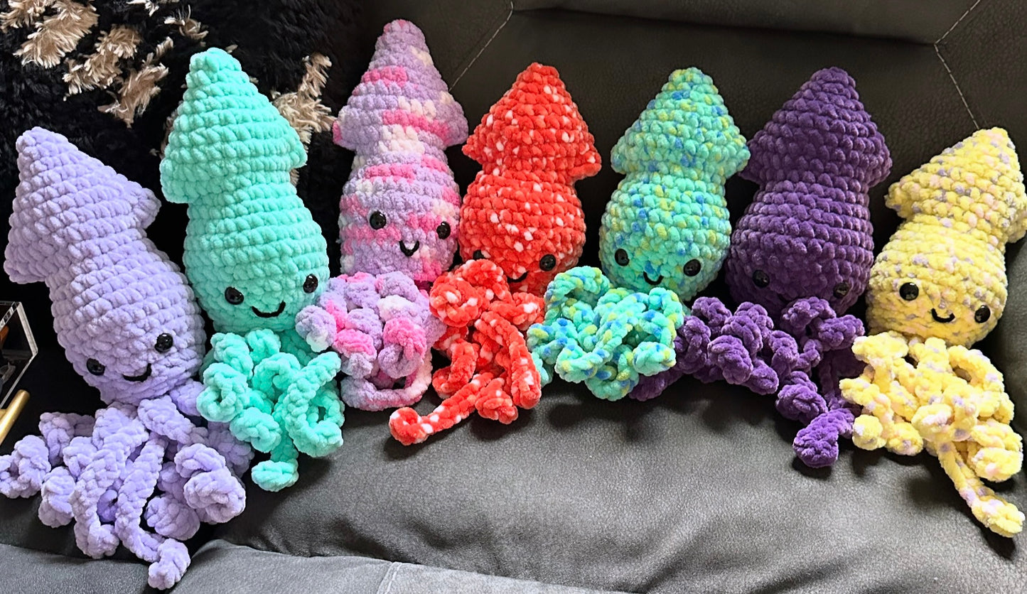 PDF-PATTERN SQUID | For sale | Birthday gift | Valentine gift | Toys | Room decor | Crochet animal | Amigurumi |Gift for kids |Pattern | gift